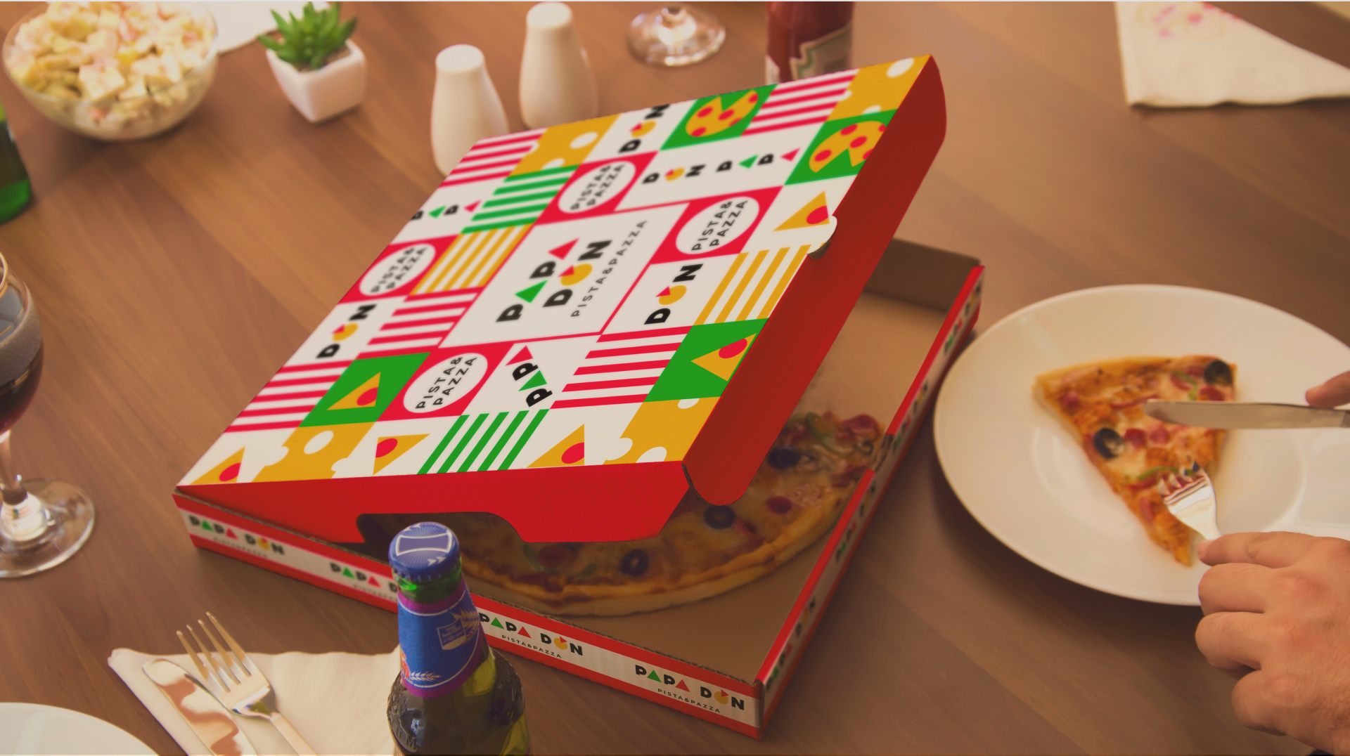 Дизайн коробки для піци Papa Don.